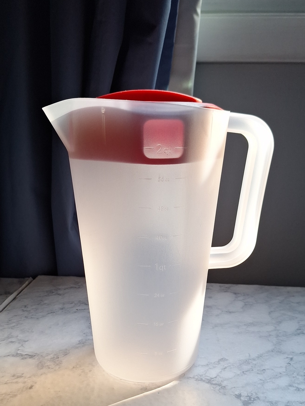 Translucent Plastic Measuring Pitcher with Red Lid - Kitchen Tools